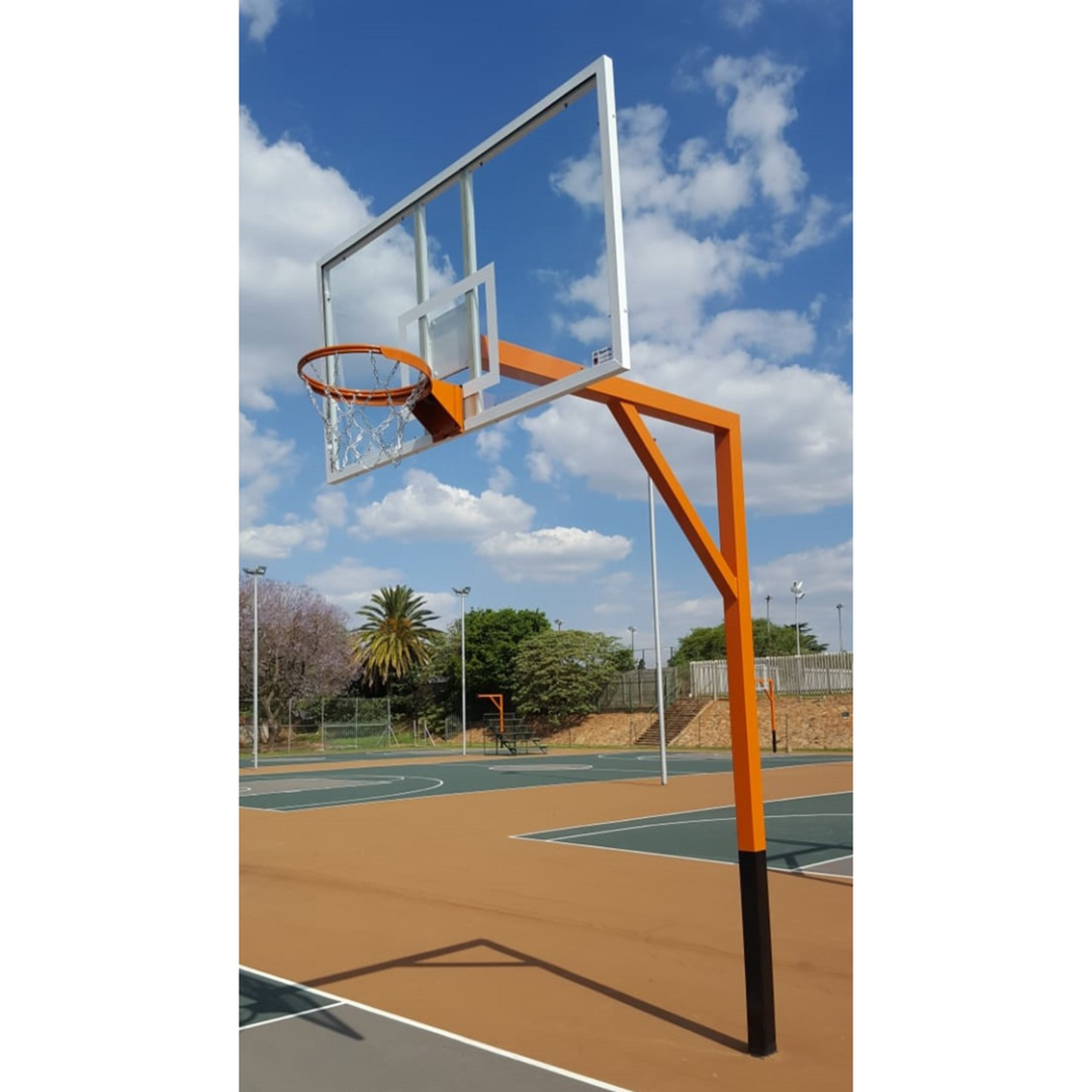 In-Ground Basketball Hoop - Permanent Heavy Duty, Spring Loaded Hoop