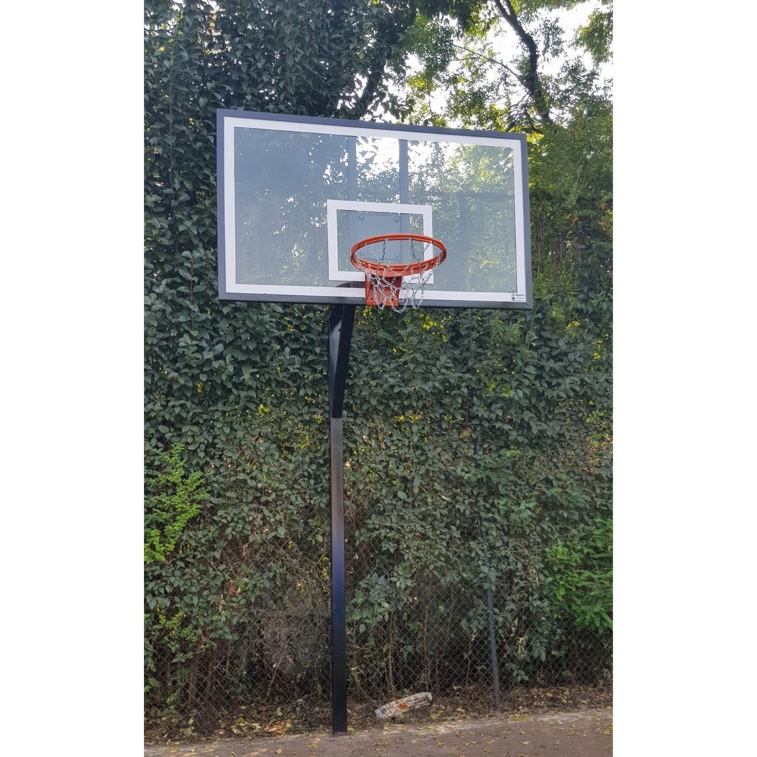 In-Ground Basketball Hoop - Permanent Heavy Duty, Spring Loaded Hoop